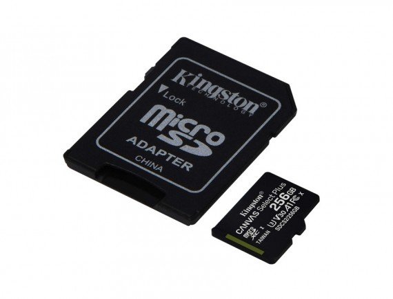 KINGSTON 256GB microSDXC Canvas Select Plus A1 Class 10 UHS-I adapter