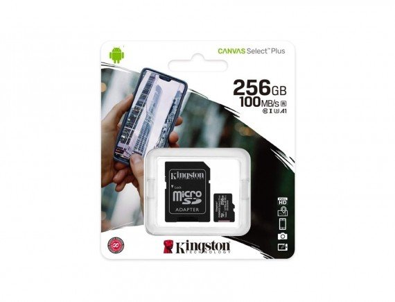 KINGSTON 256GB microSDXC Canvas Select Plus A1 Class 10 UHS-I adapter