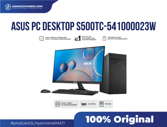ASUS S500TC-541000023W - DT - i5-11400/ 4GB/ 1TB/ WIN 11 HOME/ 2Y/ NO ODD/ 300W + LCD 19.5