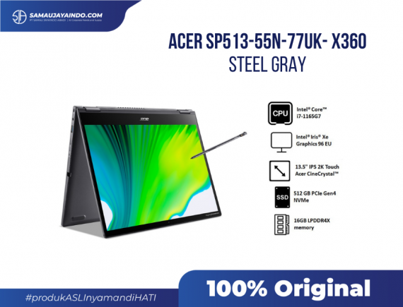 Acer Spin Lite SP513-55N-77UK- x360 Steel Gray