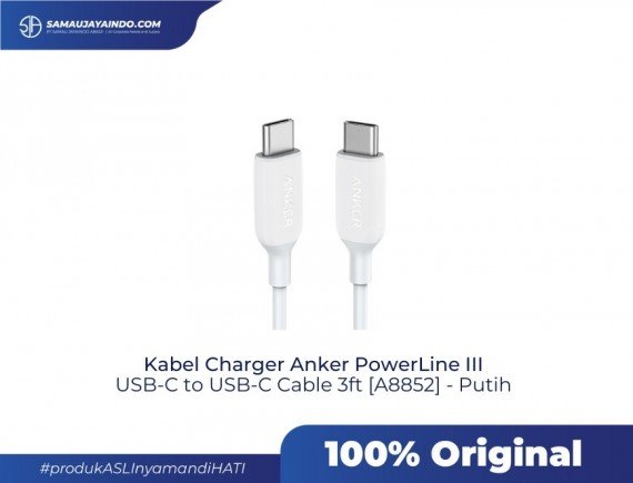 ANKER - Kabel Charger Anker PowerLine III USB-C to USB-C Cable 3ft - A8852