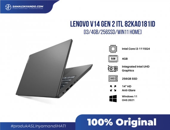 Lenovo Notebook V14 Gen 2 ITL 82KA0181ID [i3/4GB/256SSD/win11 home]