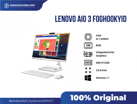 Lenovo AIO 3 F0GH00KYID (i5-12450H 8GB RAM 512GB SSD) - White