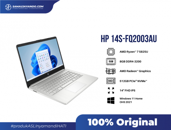 HP 14s-FQ2003AU, AMD Ryzen 7 5825U, 14