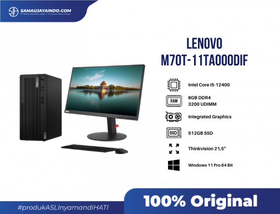 Lenovo ThinkCentre M70T-11TA000DIF, Intel Core i5-12400, 8GB DDR4 3200 UDIMM, 512GB SSD M.2 2280 G3 TLC Opal, Integrated Graphics, Windows 11 Pro 64