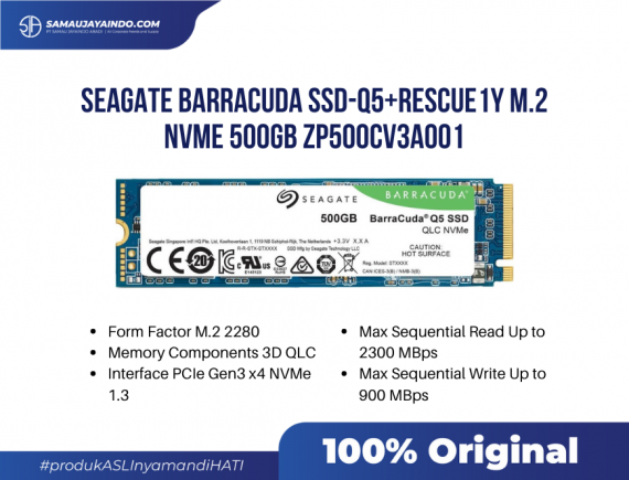 SEAGATE BARRACUDA SSD-Q5+Rescue1y M.2 NVME 500GB ZP500CV3A001