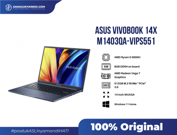 ASUS Vivobook 14X M1403QA-VIPS551 [R5-5600H/UMA/8GB/512GBSSD/Quiet Blue]