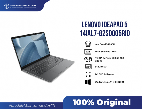 Lenovo Ideapad 5 14IAL7-82SD005RID [intel I5-1235U, 16GB RAM 512GB SSD MX550]