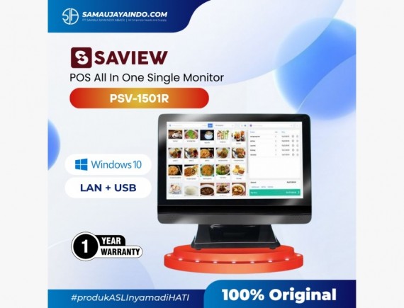 SAVIEW Mesin Kasir POS All in One PSV-1501R POS AlO Single Touch 8/128GB Win 10 Intel i5 Industril 15 Inch