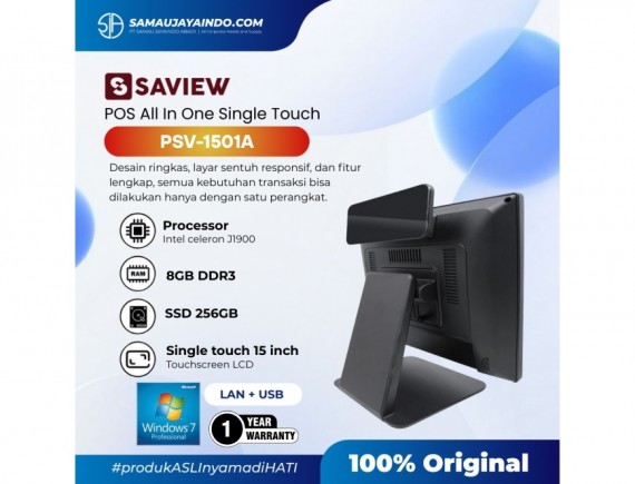 SAVIEW Mesin Kasir POS All in One PSV-1501A POS AlO Single Touch 8/256GB Win 7 Intel J1900 15 Inch