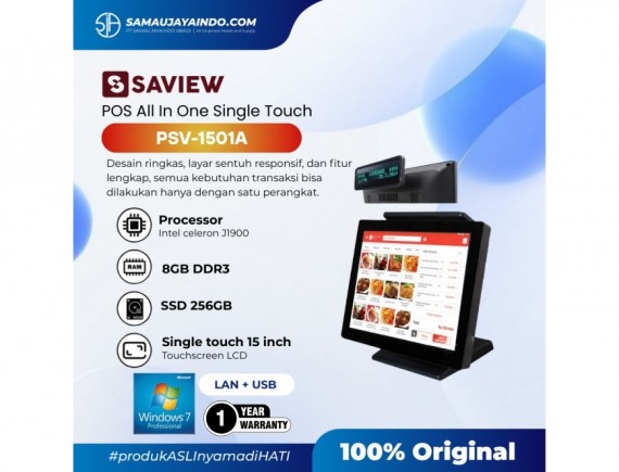SAVIEW Mesin Kasir POS All in One PSV-1501A POS AlO Single Touch 8/256GB Win 7 Intel J1900 15 Inch